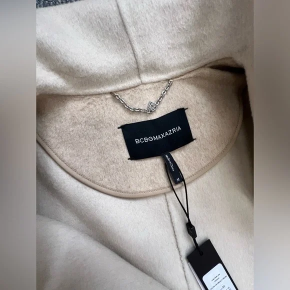 ✨BCBG MAX AZRIA BRINLEY HANDMADE DRAPE FRONT COAT IN OATMEAL / CREAM